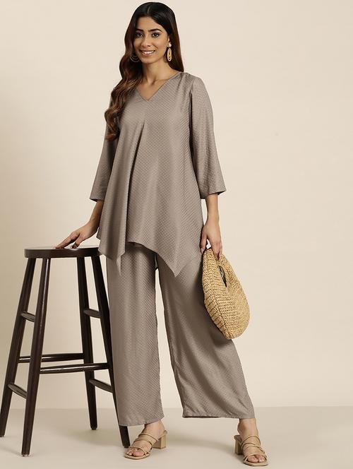 women three quarter sleeve ethnic co-ord set - 21928403 - Very Small Image - 1