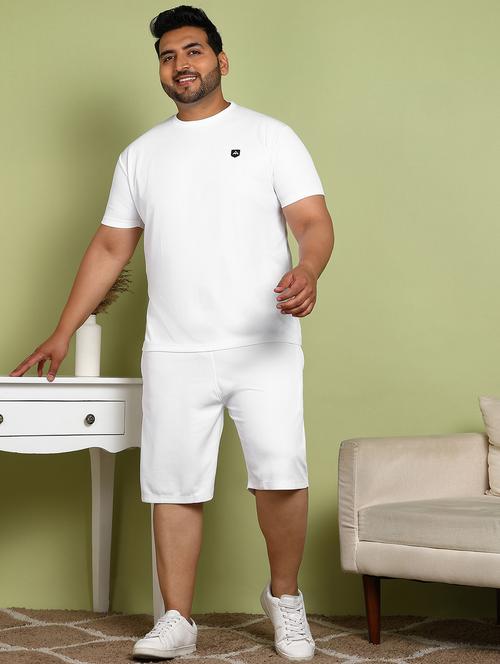 men white solid t-shirt & short co-ord set - 21930764 - Very Small Image - 1