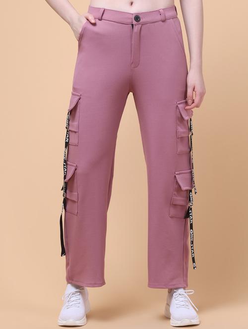 women mauve solid mid rise cargo - 21931497 - Very Small Image - 1