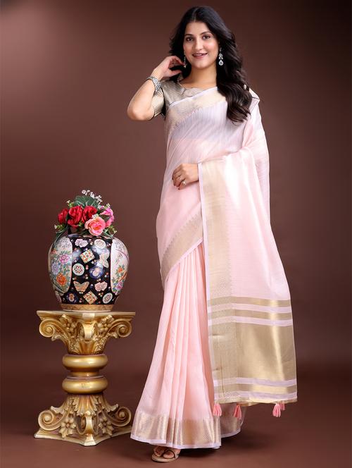 women solid with bordered ready to wear saree with blouse - 21932486 - Very Small Image - 1