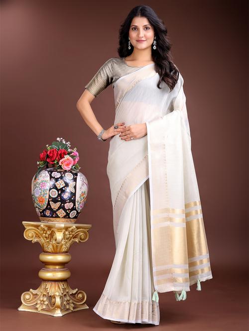 women solid with bordered ready to wear saree with blouse - 21932487 - Very Small Image - 1