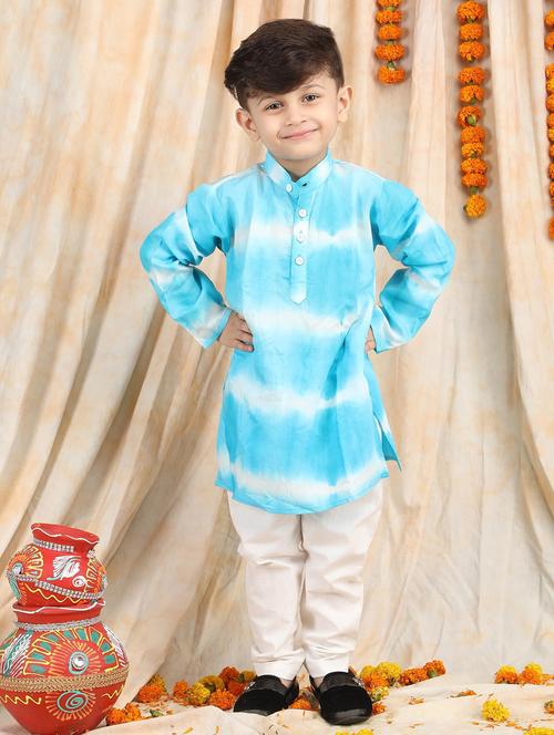 boys tie & dye mandarin neck kurta pajama set - 21934227 - Very Small Image - 1