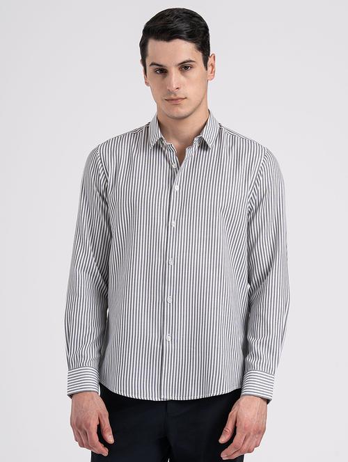 men striped long sleeve regular fit casual shirt - 21934498 - Very Small Image - 1