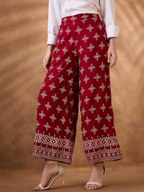 women printed high rise wide leg palazzo - 21935602 - Very Small Image - 1