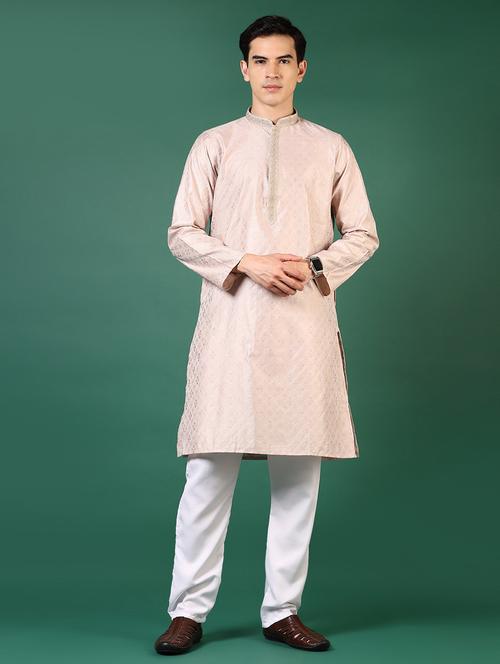 men mandarin neck kurta pyjama ethnic wear set - 21936660 - Very Small Image - 1