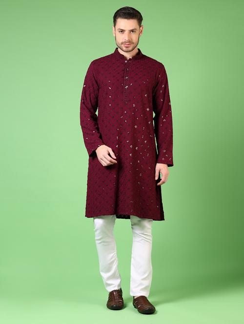 men mandarin neck kurta pyjama ethnic wear set - 21936665 - Very Small Image - 1
