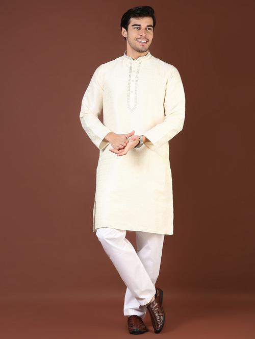 men mandarin neck kurta pyjama ethnic wear set - 21936685 - Very Small Image - 1