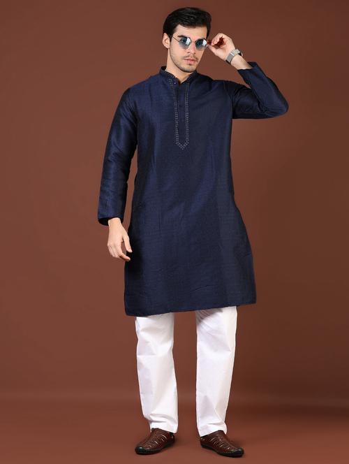 men mandarin neck kurta pyjama ethnic wear set - 21936687 - Very Small Image - 1