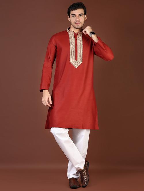 men mandarin neck kurta pyjama ethnic wear set - 21936693 - Very Small Image - 1