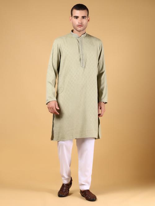 men mandarin neck kurta pyjama ethnic wear set - 21936697 - Very Small Image - 1