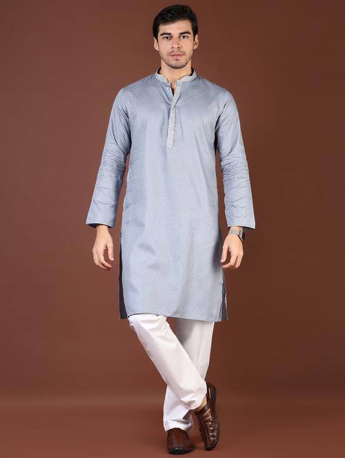 men mandarin neck kurta pyjama ethnic wear set - 21936699 - Very Small Image - 1