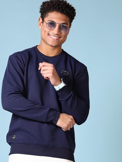 men blue solid long sleeve sweatshirt - 21936764 - Very Small Image - 1