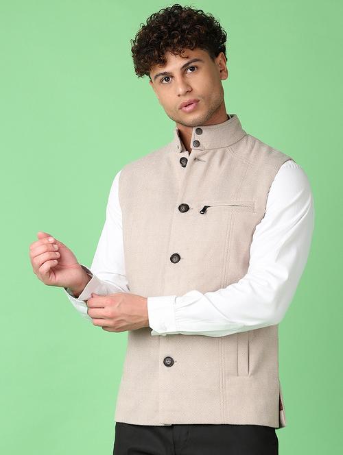 men self design sleeveless nehru jacket - 21936775 - Very Small Image - 1
