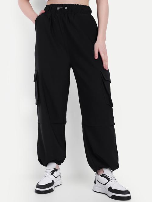 women solid high rise parachute pant - 21937004 - Very Small Image - 1