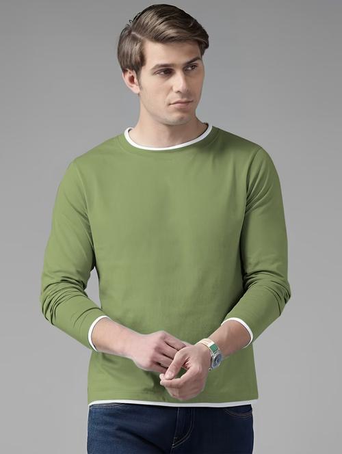 olive cotton color block tshirt - 21938335 - Very Small Image - 1