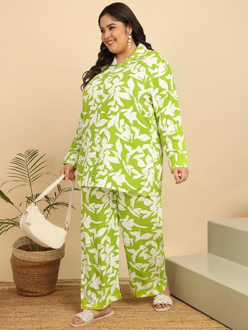 women plus size printed shirt & trouser co-ord set - 21938342 - Very Small Image - 1