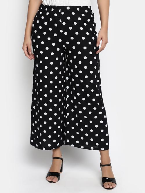 women polka doted mid rise straight palazzo - 21938729 - Very Small Image - 1