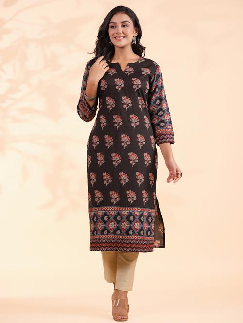 women three quarter sleeve straight kurta - 21939242 - Very Small Image - 1
