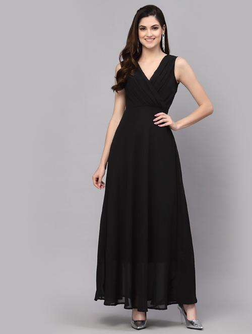 women solid sleeveless fit & flare maxi dress - 21939376 - Very Small Image - 1