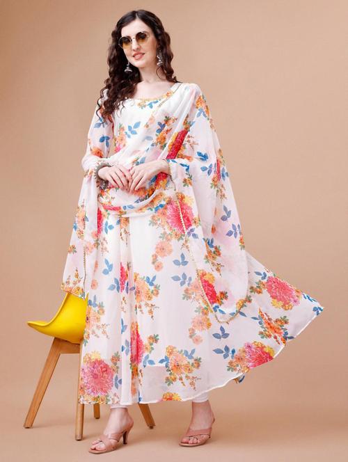 women floral printed long sleeve kurta and dupatta set - 21939391 - Very Small Image - 1