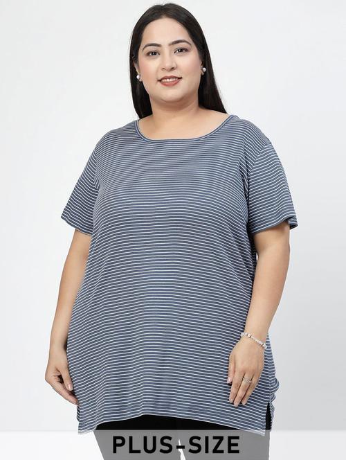 women plus size striped short sleeve t-shirt - 21940809 - Very Small Image - 1