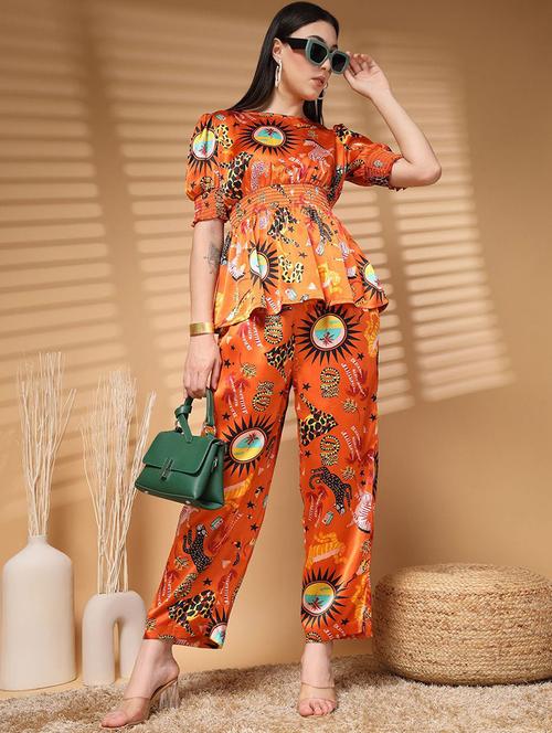 women printed top and trouser co-ord set - 21940894 - Very Small Image - 1