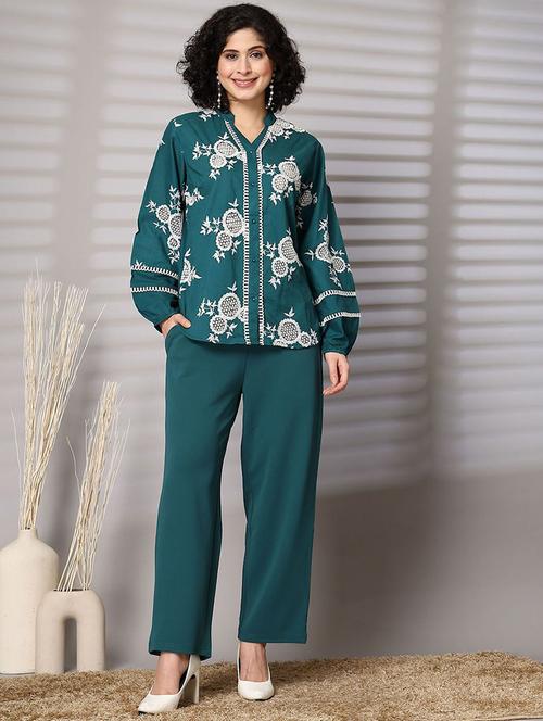 women embroidered shirt and trouser co-ord set - 21940912 - Very Small Image - 1
