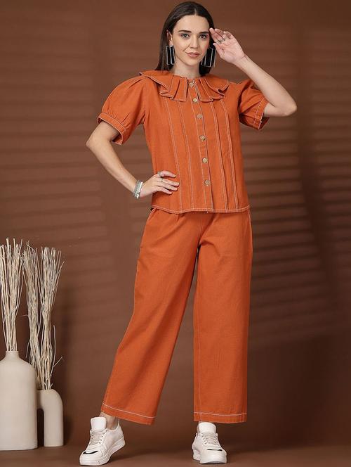 women solid shirt and trouser co-ord set - 21940977 - Very Small Image - 1