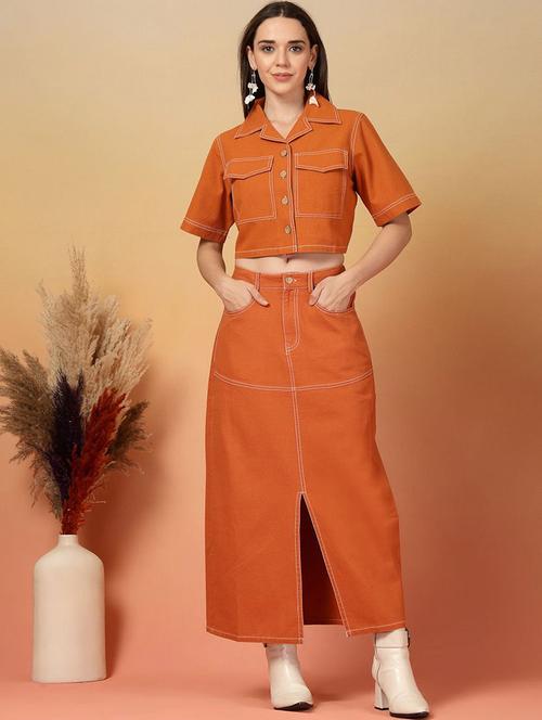 women solid top and skirt co-ord set - 21940983 - Very Small Image - 1