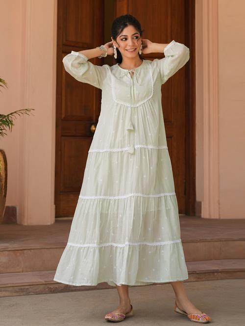 women neo mint long sleeve tiered ethnic dress - 21941513 - Very Small Image - 1