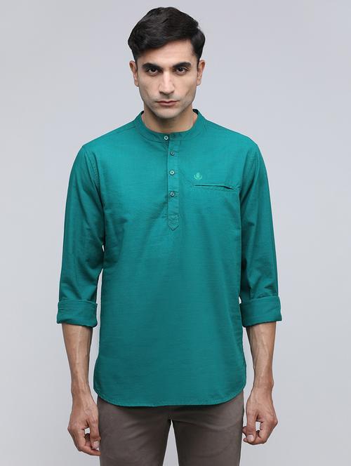 men solid mandarin neck short kurta - 21943075 - Very Small Image - 1