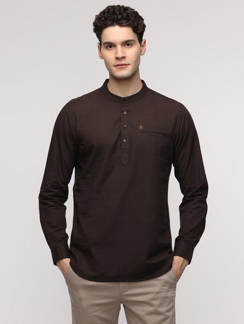 men solid mandarin neck short kurta - 21943076 - Very Small Image - 1