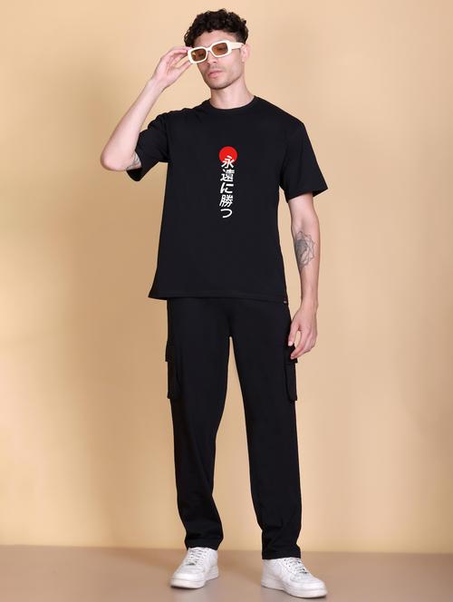 men typographic short sleeve regular fit full length co-ord set - 21943449 - Very Small Image - 1