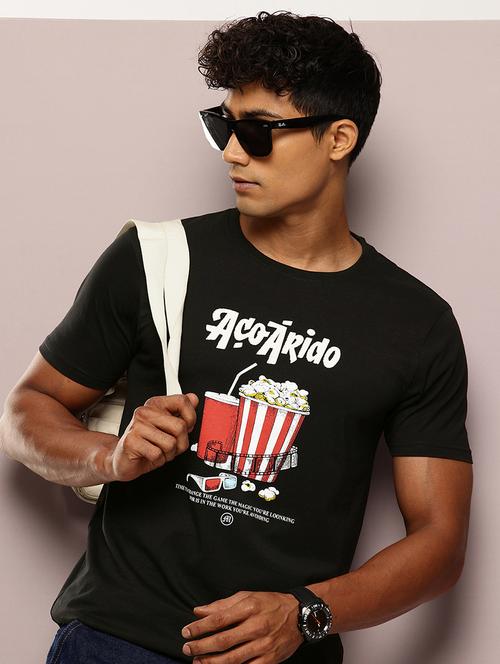 men front print round neck regular fit t-shirt - 21943496 - Very Small Image - 1