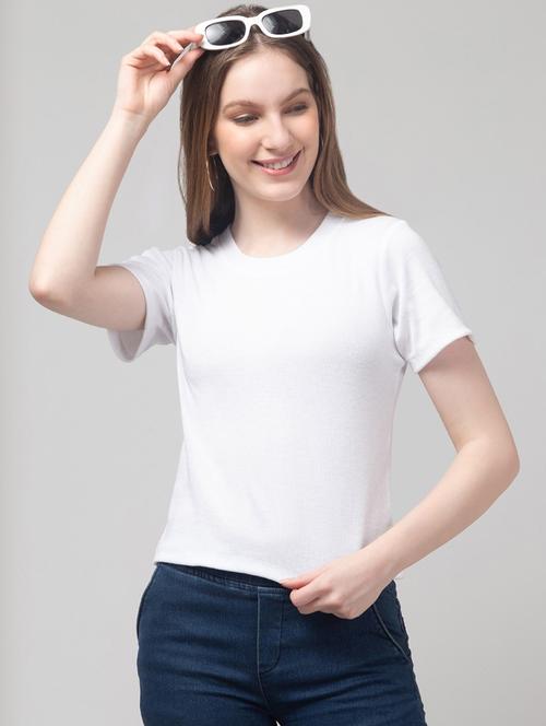 women solid short sleeve regular top - 21944543 - Very Small Image - 1