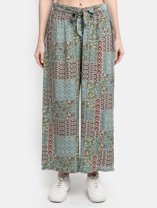 women printed high rise flarerd palazzo - 21944869 - Very Small Image - 1