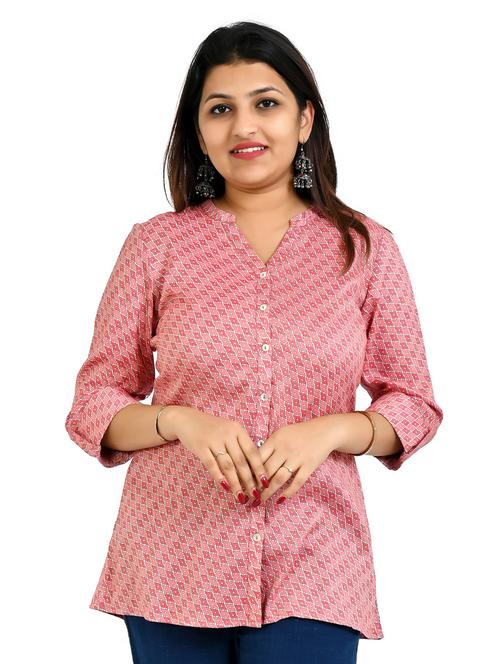 women three quarter sleeve a-line ethnic top - 21946416 - Very Small Image - 1