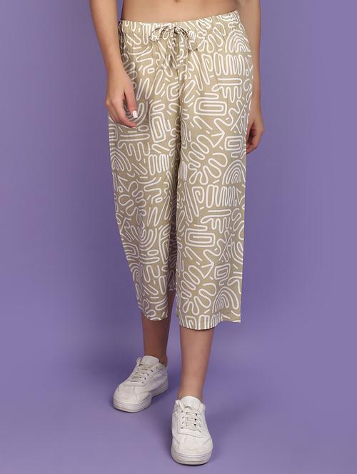 women printed mid rise calf length palazzo - 21947526 - Very Small Image - 1