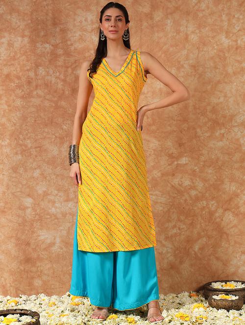 women printed sleeveless kurta palazzo set - 21947633 - Very Small Image - 1