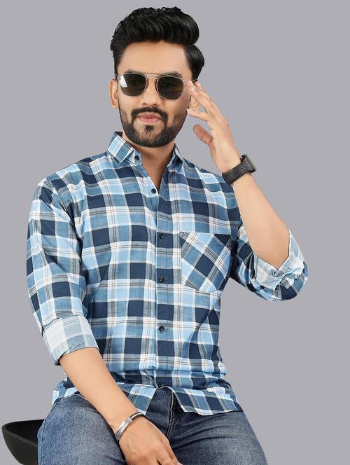 men checkered long sleeve regular fit casual shirt - 21947942 - Very Small Image - 1
