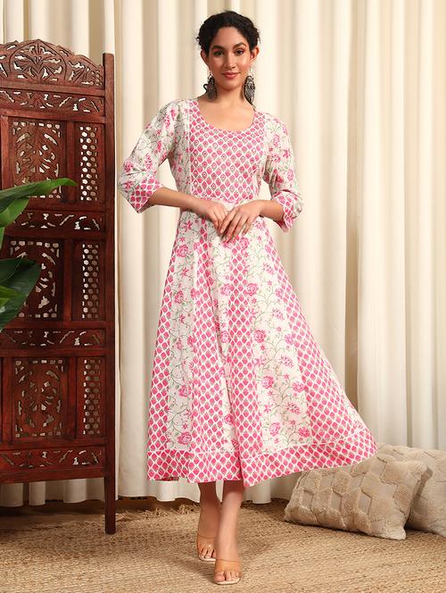 women three quarter sleeve anarkali ethnic dress - 21948227 - Very Small Image - 1