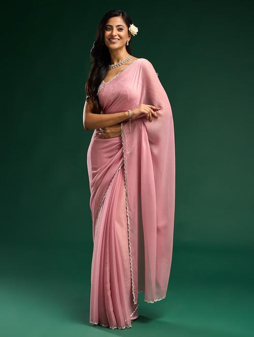women solid embellished bordered saree with blouse - 21949807 - Very Small Image - 1