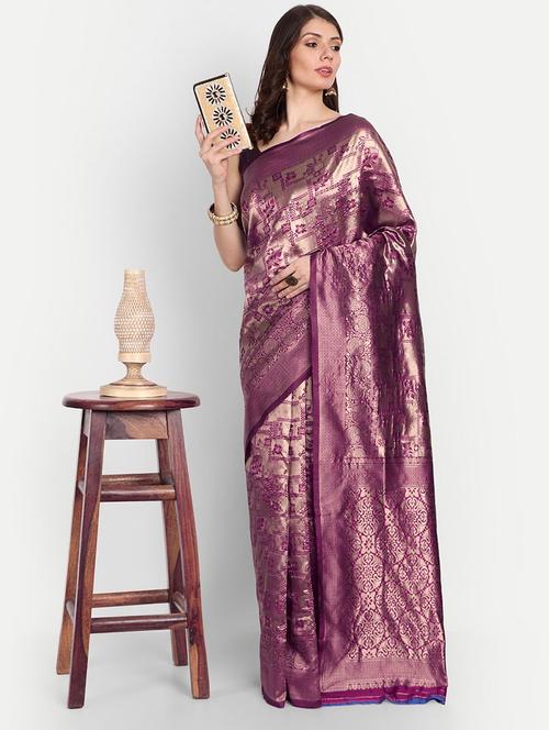 women self design banarasi saree with blouse - 21950012 - Very Small Image - 1
