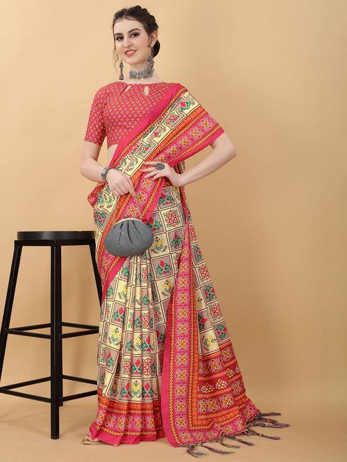 women printed casual wear saree with blouse - 21950016 - Very Small Image - 1