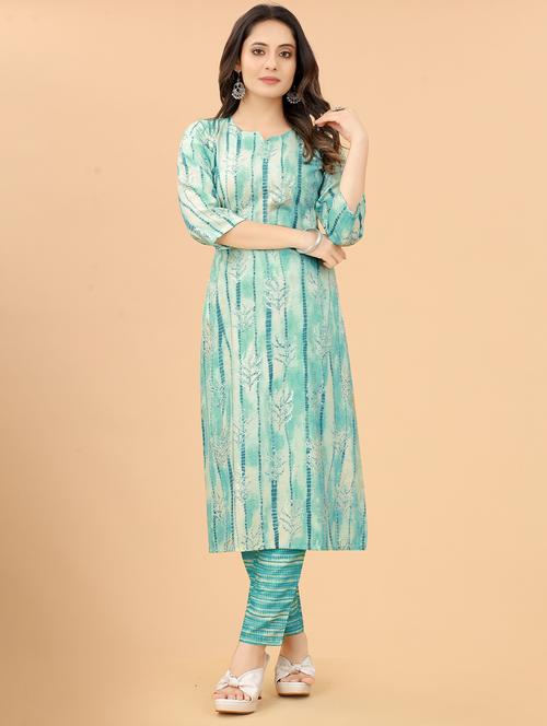 women three quarter sleeve kurta pant set - 21954082 - Very Small Image - 1