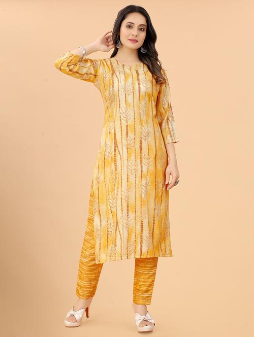 women three quarter sleeve kurta pant set - 21954083 - Very Small Image - 1