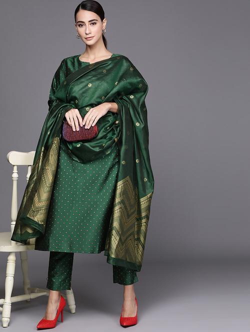 women three quarter sleeve kurta pant with dupatta set - 21954114 - Very Small Image - 1