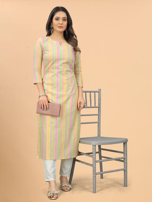 women three quarter sleeve kurta pant set - 21954122 - Very Small Image - 1