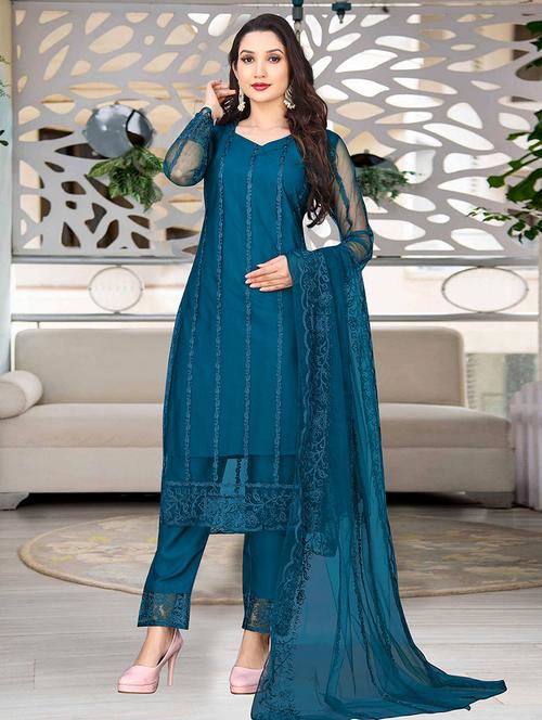 women embroidered long sleeve kurta pant with dupatta set - 21954195 - Very Small Image - 1