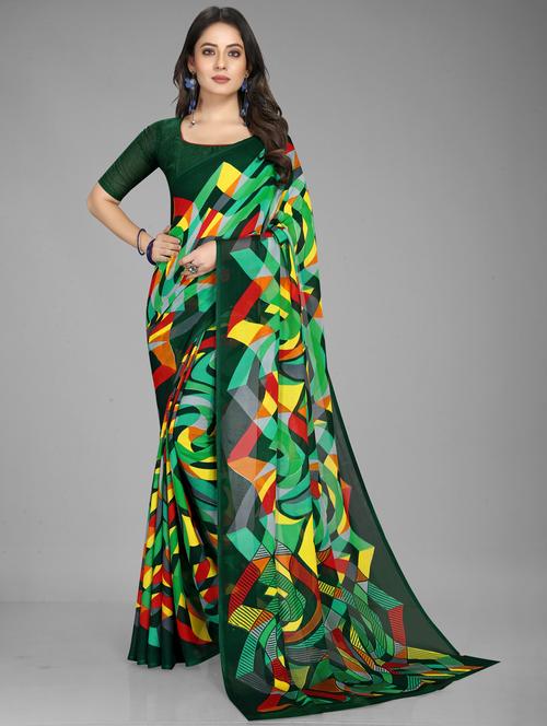 women printed casual wear saree with blouse - 21954254 - Very Small Image - 1